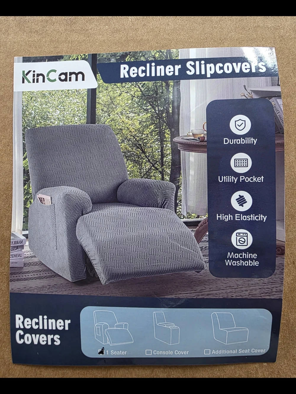 Gray Recliner Slipcover - Stretchy, Machine Washable
